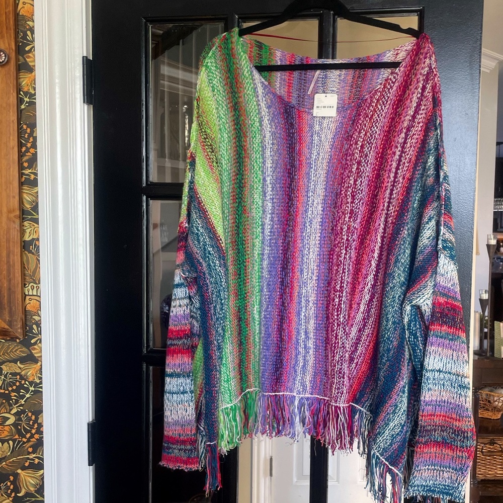Free People Colorful Beach Poncho Large